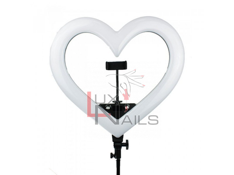 Лампа кольцевая сердце RGB, 45см, 54Вт (штатив, USB)