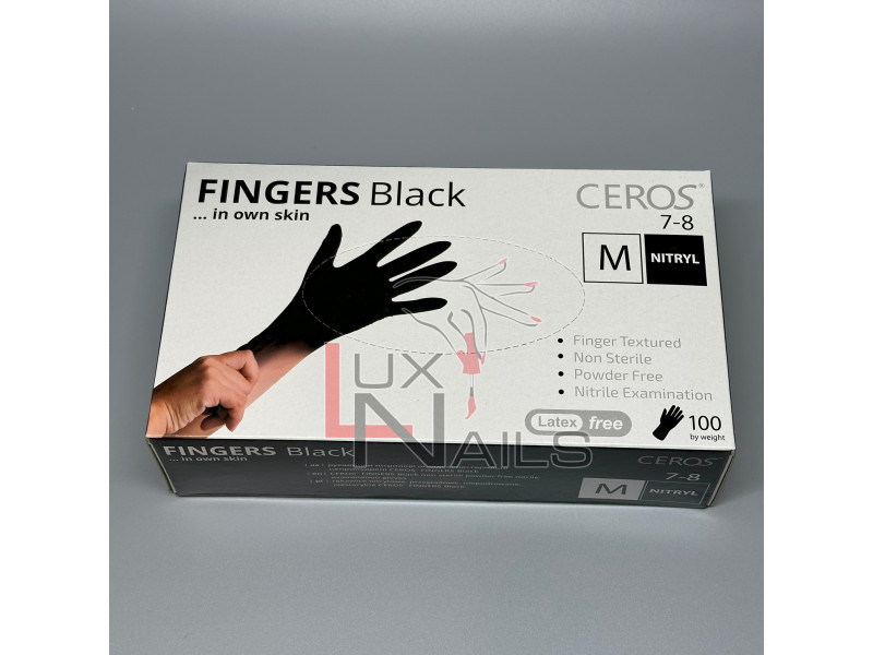 Перчатки нитриловые черные без пудры SEF размер M, 100 шт