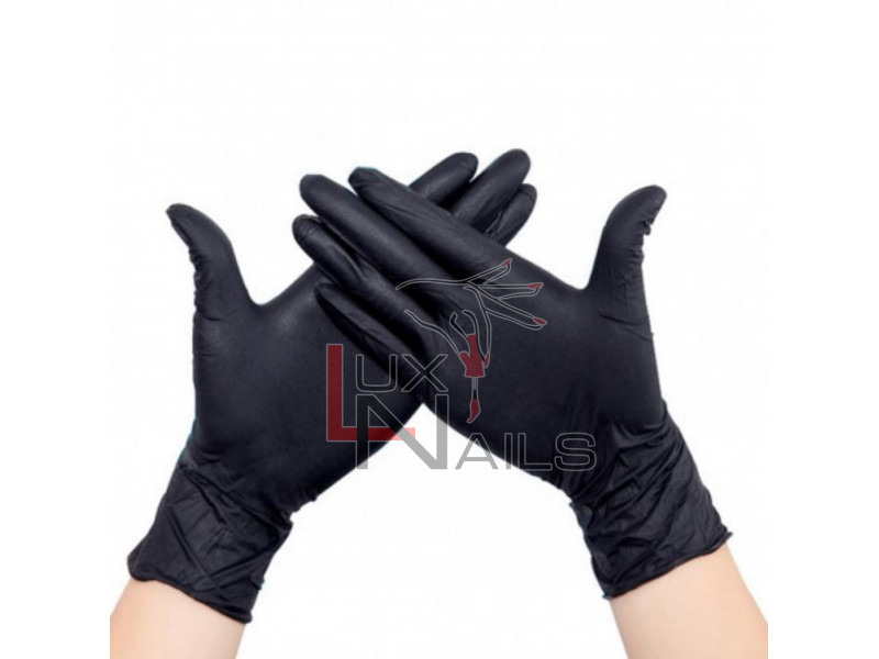 Нітрилові рукавички без пудри чорні (XS) 100шт