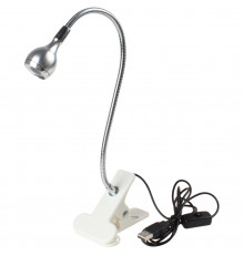Лампа UV для сушки гель лака, гелевых типс с USB (настольная, гибкая, с прищепкой), 5 Вт. Серебро
