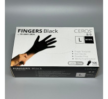 Перчатки нитриловые черные без пудры SEF размер L, 100 шт