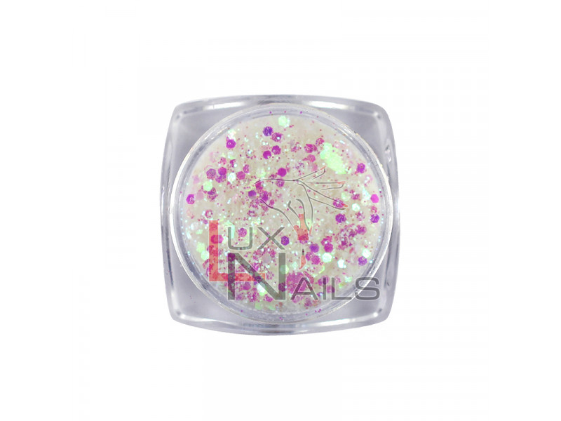 Декор для ногтей Starlet Professional блестки с конфетти DT-07, цвет розовый с перламутром