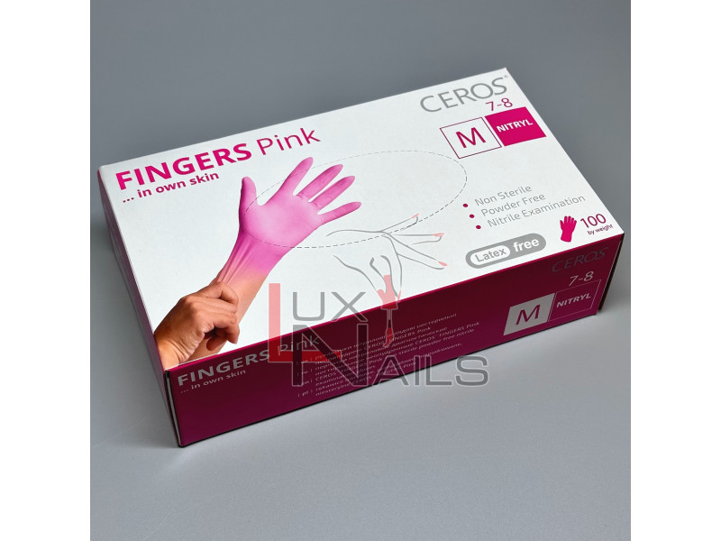 Перчатки нитриловые розовые без пудры SEF размер M, 100 шт