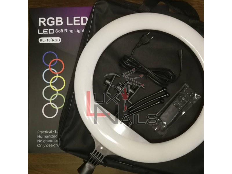Кольцевая лампа RL-18 RGB, 45см (штатив, пульт, USB)